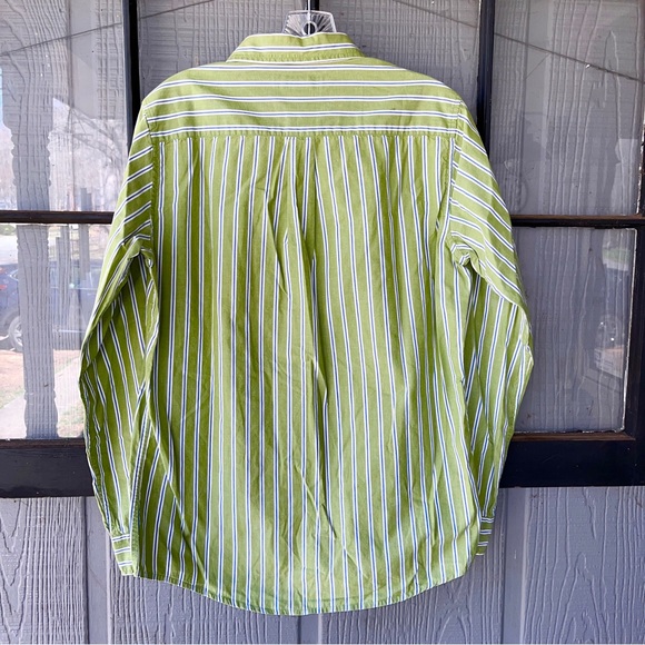 Urban Pipeline button down shirt, spring green with thin white and blue stripes - Picture 5 of 8